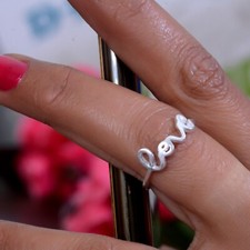 925 Sterling Silver Script Love ring, Love Jewelry, Promise ring, Dainty Love ri
