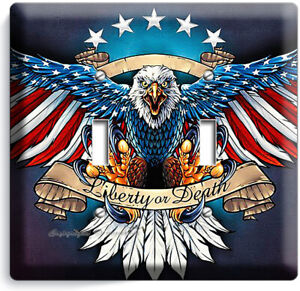3D Rose lsp_11602_2 Bald Eagle with American Flag Wall plates 