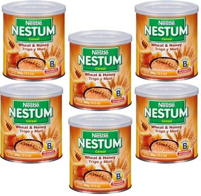 6 Pack Nestle Nestum Honey Wheat Cereal Grains, Vitamin A, C, Probiotics 10.5 oz