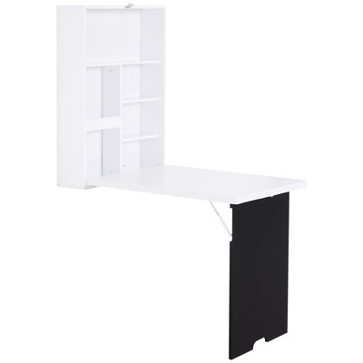  Klappbarer Klapptisch zur Wandmontage aus MDF mit Kreidetafelablage weiß 