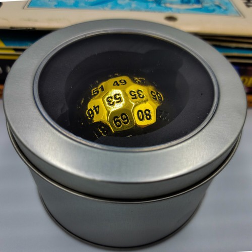 Solid Metal Gold D100 DND Dice Polyhedral 100 Sided Die Dungeons and Dragons RPG - Picture 5 of 7