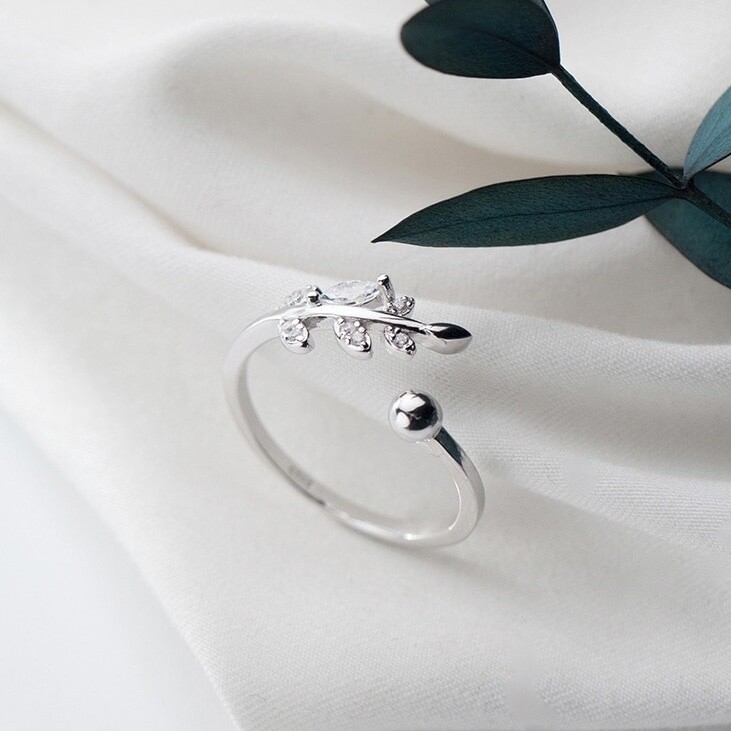 指輪・リング BLENDOFF Bubblings Ring Silver 925 925 sterling silver cubic zirconia leaves wrap adjustable