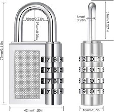 Weatherproof Security Padlock Outdoor Heavy Silver 4 Digit Combination Lock