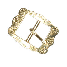 Engraved Center Bar Buckle Brass Plate 5/8" 7636-01
