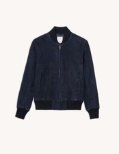 Sandro Paris Blue Leather Suede Jacket Coach Men