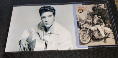 Elvis Presley Trading Card in toploader & B/W photo Lot