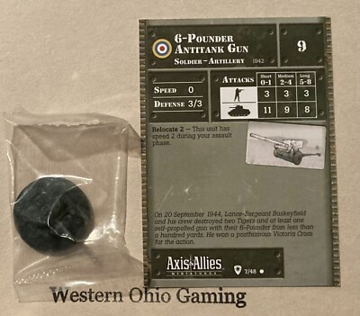 Axis & Allies Miniatures Base Set 6-Pounder Antitank Gun #7/48 NEW A&A Minis