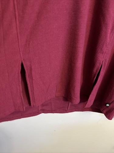 NWT THRIVE SOCIETE Rib Crew Slit V Neck Pullover` Sangria` Size M - Picture 2 of 5
