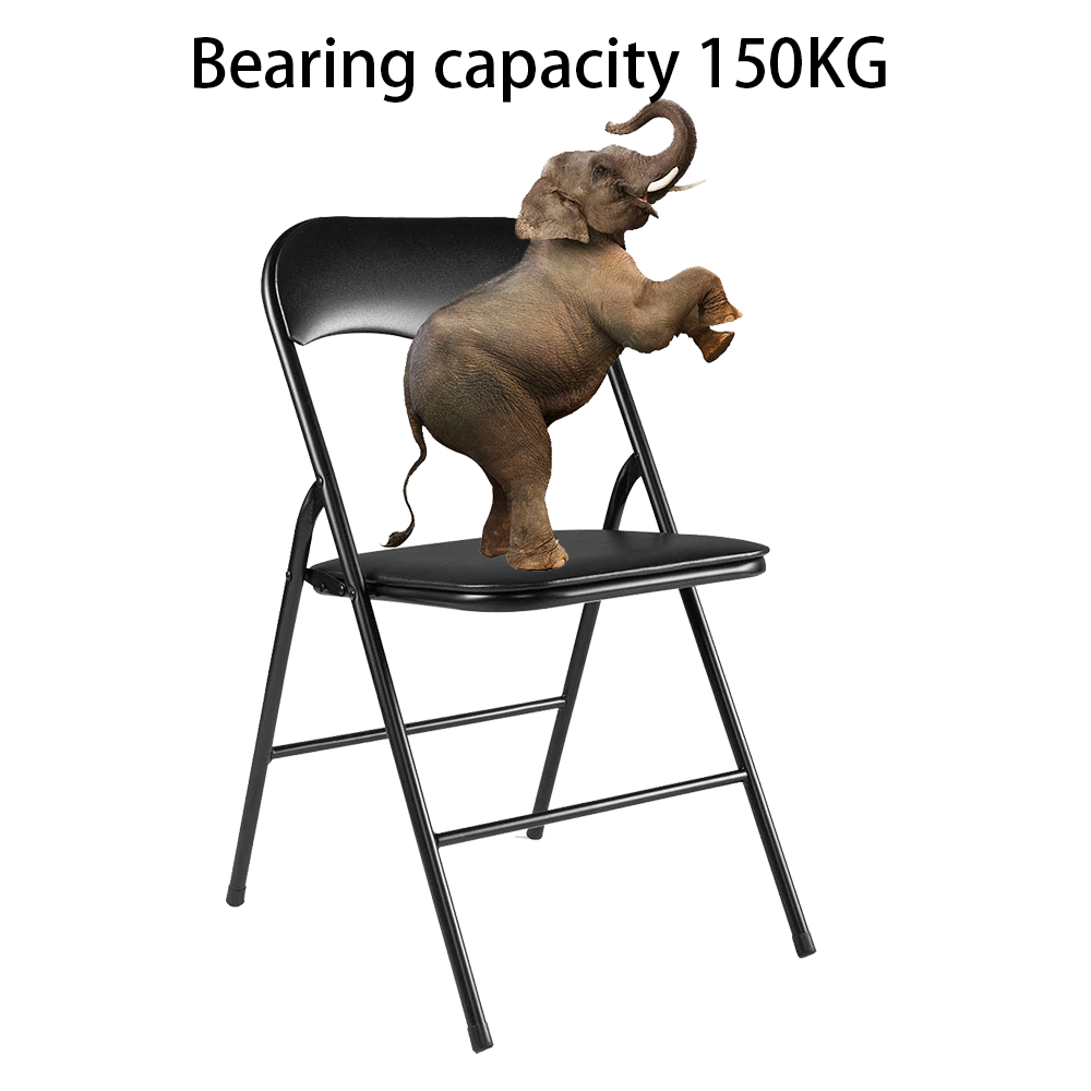 Black Metal Folding Dining Chair Foldable Meeting Room Home Office