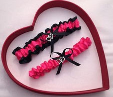 NEW  Bridal Wedding Garters Hot Pink Black Prom GetTheGoodStuff Sexy