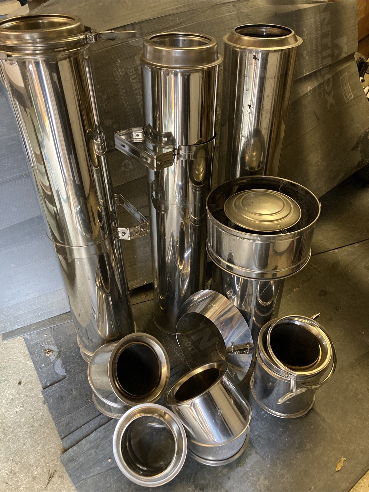 Twin wall flue pipes for stove, stainless steel 6'' internal diameter