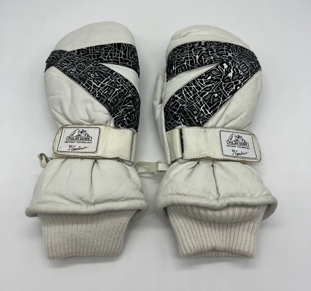 Vintage 80s Women's Gordini Leather Mittens Gloves Sz Small Polar Down Insulated