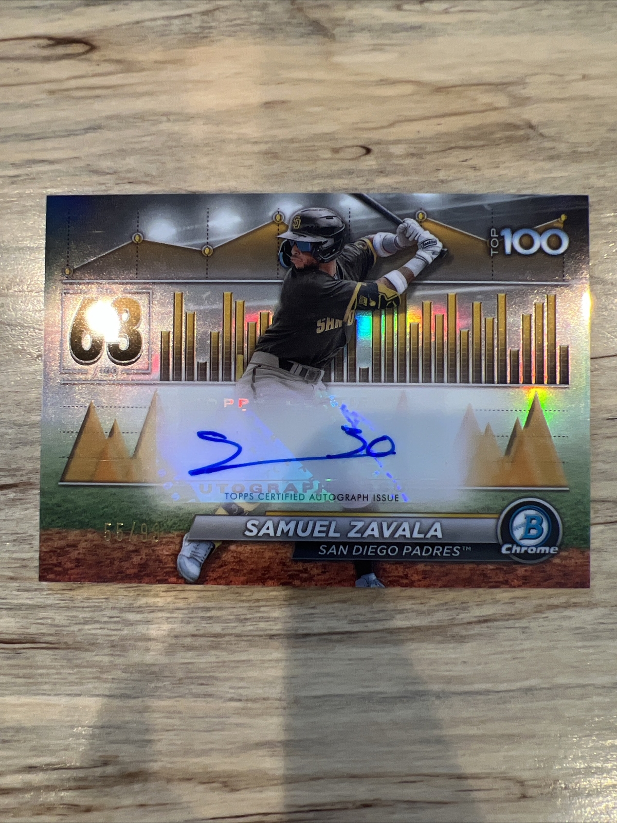Samuel Zavala 2024 Bowman Chrome Scouts' Top 100 Auto /99 San Diego Padres