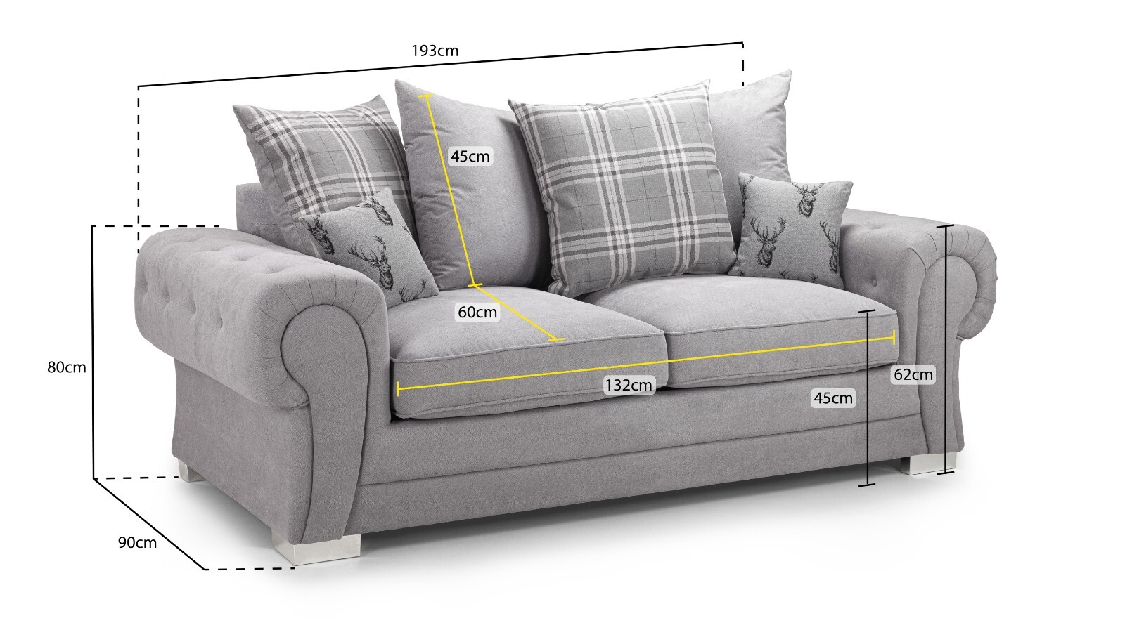 Sofa Bed 3 Seater Couch Sofa Grey Honeypot Verona eBay