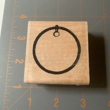 Hampton Art- Wood Rubber Stamp Round Circle Tag Label