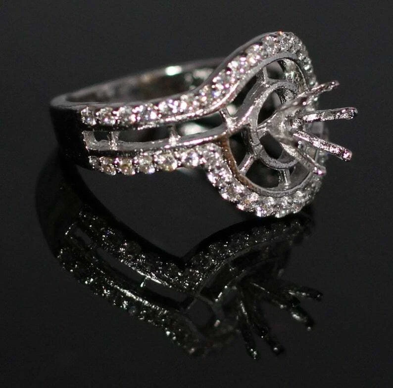 925 Sterling Silver 5 mm Round Semi Mount Ring Engagement Ring