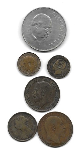 1965 Winston Churchill Commemorative Crown + BONUS 1867, 1891, 1907, 1917 COINS!