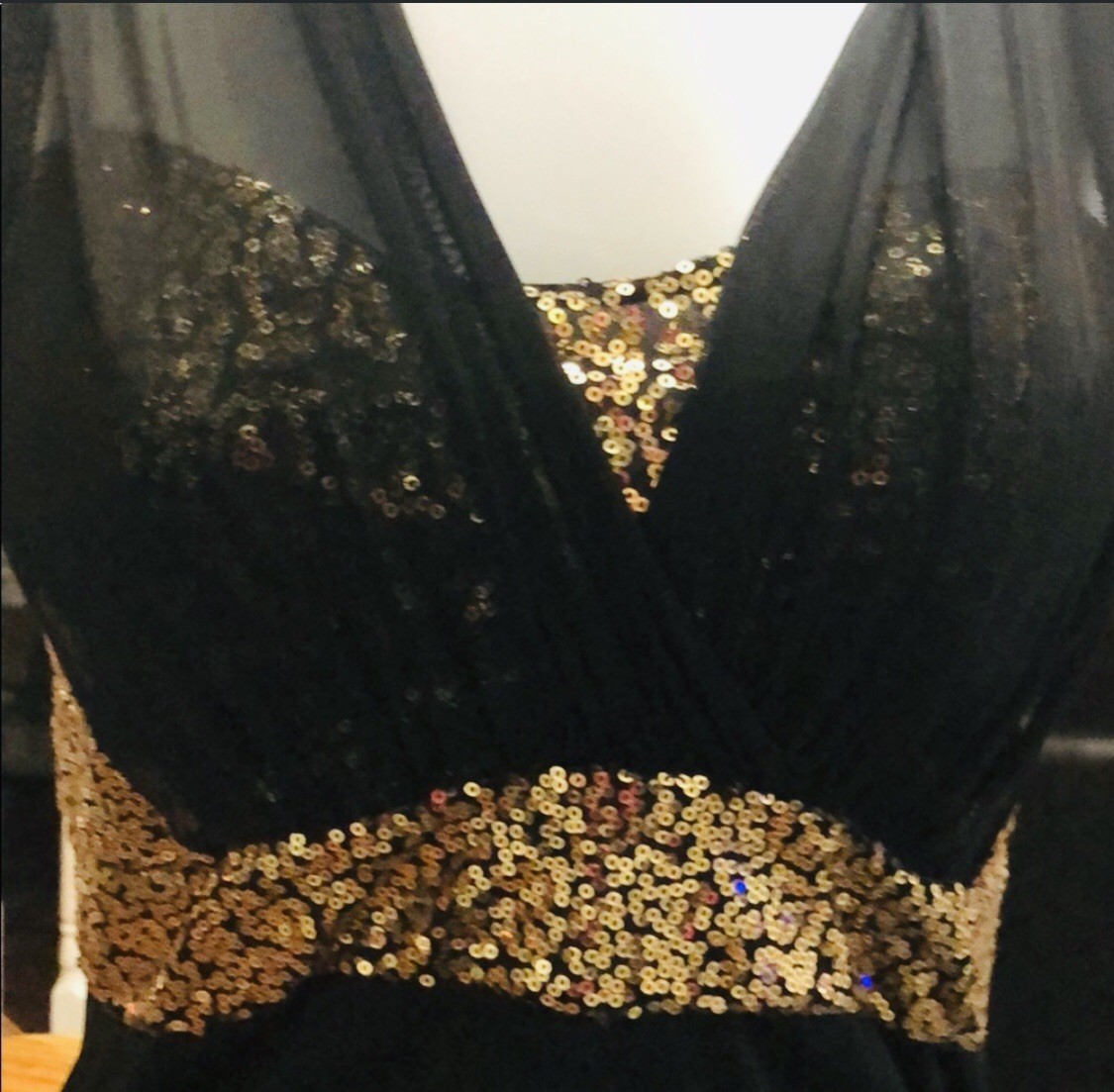 Womens Black and Gold Sequined V-Neck Mini Party Dress XS | eBay Womens Black and Gold Sequined V-Neck Mini Party Dress XS | eBay