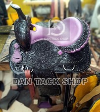 Western Barrel Leather Horse Saddle with Tack Set 10" to 18" size Free shipping