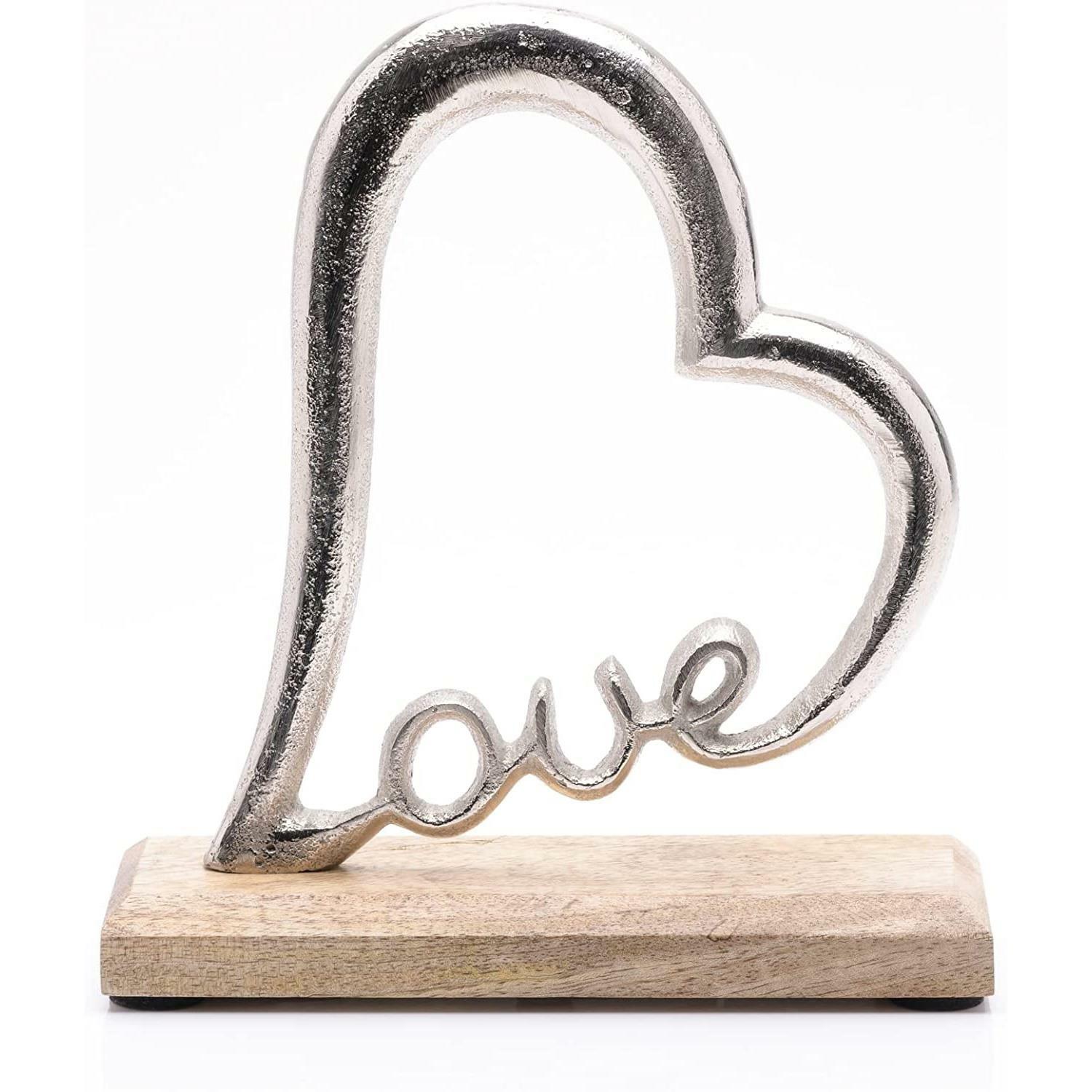 Widdop Hestia Modern Collection Decor Silver Heart Shaped Love Wooden Ornament