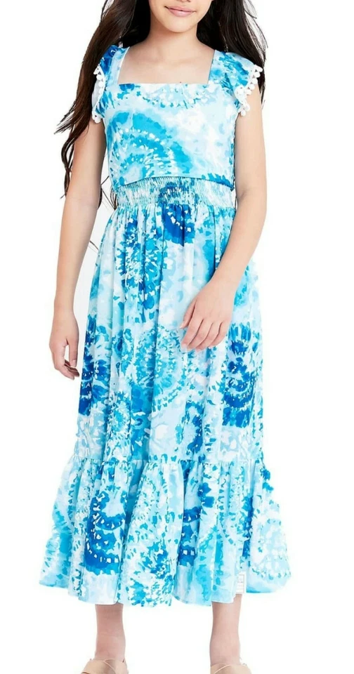 Conjunto de vestido a juego Bonnie Jean de crepé tie-dye top y maxi falda para niña grande-14 16 Foto 3 de 4