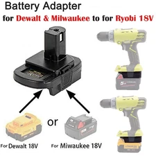 Adapter For Dewalt 20V Milwaukee 18V Li-ion Battery to for Ryobi 18V Power Tools