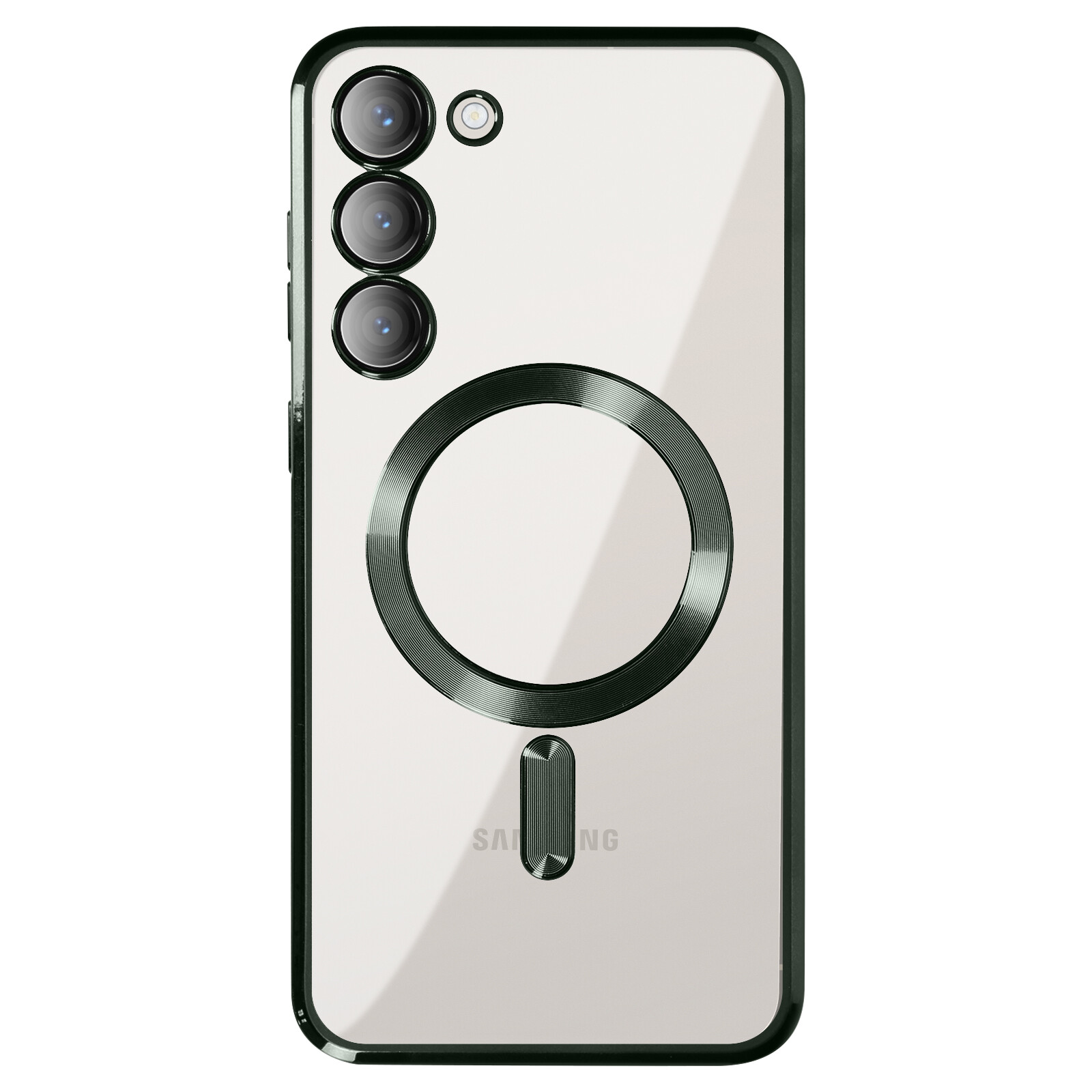 Case for Samsung S23 Plus, Camera Protection, Transparent/Green