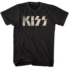 Kiss Faded Vintage Logo Men's T Shirt Glam Rock Band Album Concert Tour Merch