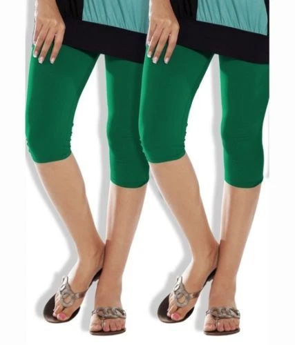 LUX LYRA CAPRI SOFT COTTON LEGGING REGULAR FITTING & COMFORTABLE IN GREEN  COLOR