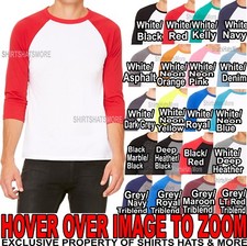 Canvas MENS 3/4 Sleeve Baseball Jersey T-Shirt Team Sport XS-XL, 2XL NEW