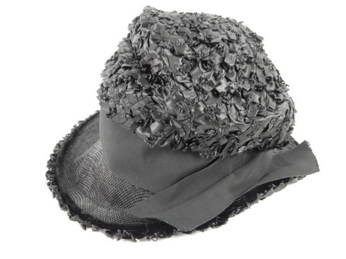 Vintage Robby Ann Creations Black Women's Fedora Hat with Bow, Good Condition