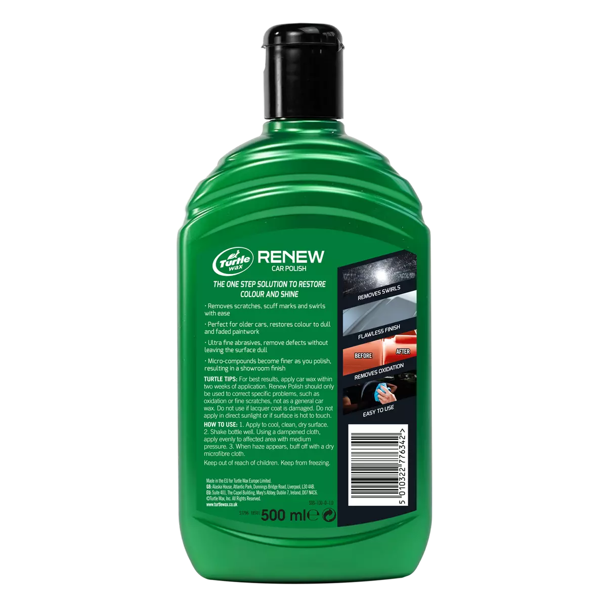 Turtle Wax Renew Liquid Car Polish Fine Scratches Paintwork Remover 500ml