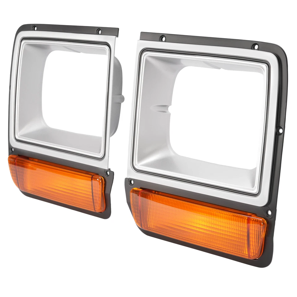 For Dodge D/W Pickup Truck Headlight Bezel 1986-1990 Pair w/Corner Parking Light - Image 4 of 4