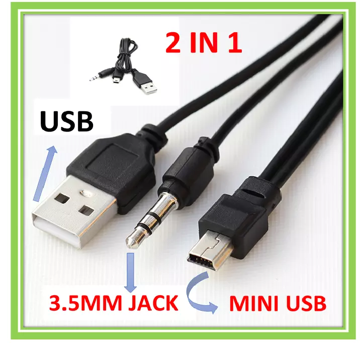 3.5mm USB to Mini USB Standard Audio Jack Connection Cable for Speakers  Mp3/4