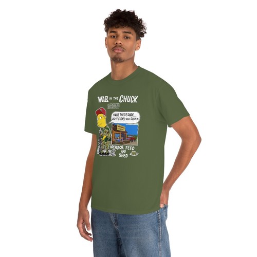Simpsons Sneed "War in the Chuck" Meme Parody Shirt (black or Army green) - Picture 13 of 13