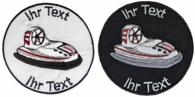 Hovercraft Aufnäher m Wunschtext Logo Patch 8cm (543-1)