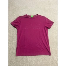 HUGO BOSS Men's Maroon Regular Fit Embossed Logo Short Sleeve T-Shirt Size L