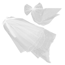 Short White Wedding Veil with Metal Comb Reusable Bridal Hair Accessory