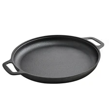 14'' Black Pizza Pan Cast Iron Skillet Kitchen Cookware Frying Baking Cooking