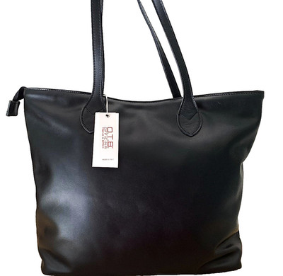 Damentasche OTB WERKSTATT schwarz ECHT LEDER Shopping Schulter neu mit Etikett