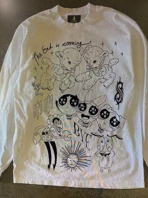 White graffiti long-sleeved T-shirt