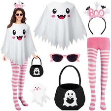 5 Pcs Women's Ghost Costume Accessories Kit - Headband, Sunglasses, Poncho, Cand