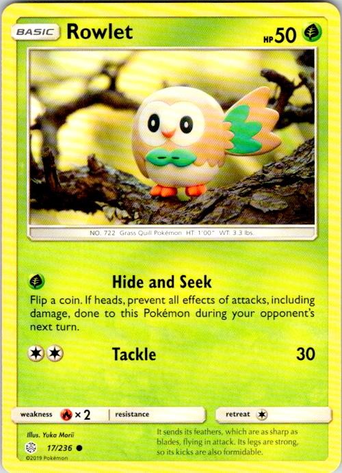 Rowlet 17/236 Cosmic Eclipse Common Pokemon Lightly Played