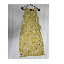 Banana Republic Petite MP Yellow Floral Wrap Midi Dress Sleeveless Cottagecore