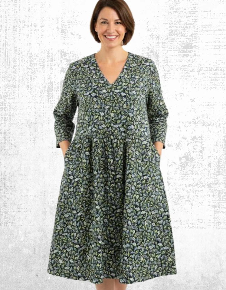 Women’s Seasalt Jersey Dress ¾ Sleeve V Neck Cotton Foliage Maritime Cotton - Image 2 of 4