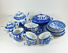 Vintage Blue Willow Child's Tea Set 18pc Made in Occupied Japan Porcelain