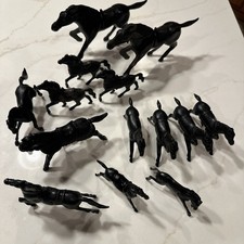 Vintage Tim Mee Toys Black Horses 1960's Set Of 14 Various Sizes