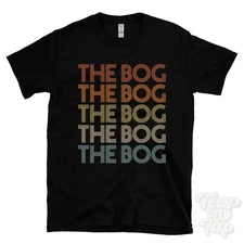 THE BOG REPEATED RETRO STYLE T-SHIRT mens & womens uk place name gift