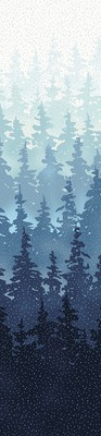 Christmas Fabric | Perch Blue Silver Tree Silhouette Metallic | Hoffman YARD