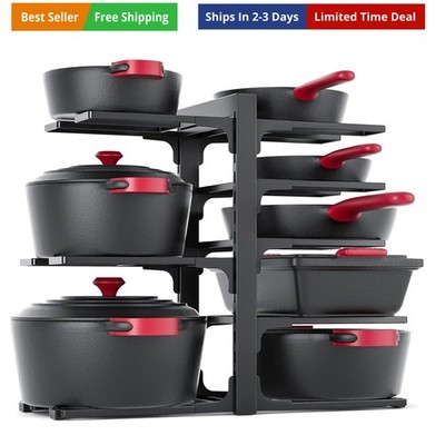 8-Tier Pots and Pans Organizer under Cabinet, 15.83'' Height Heavy Duty Pot Pa...